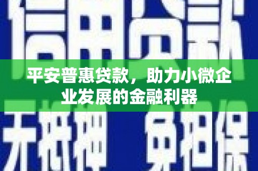 北竿平安普惠贷款，助力小微企业发展的金融利器