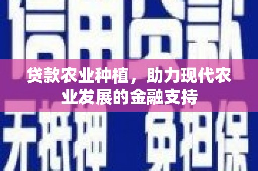 北竿贷款农业种植，助力现代农业发展的金融支持